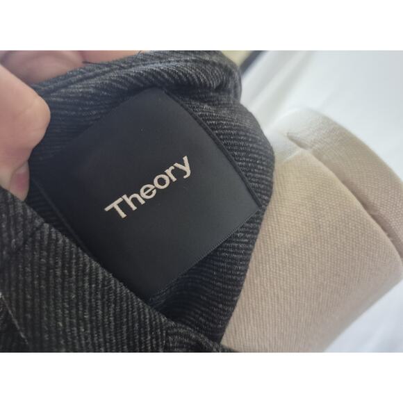 Theory Womens Charcoal Melange Sculpted Blazer Pleated Trouser Pants Set US 10 - Picture 10 of 16